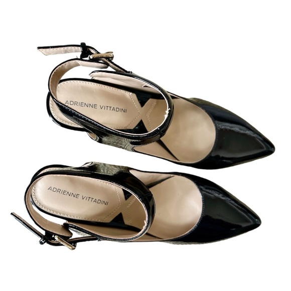 Adrienne Vittadini Black Patent Leather Ankle Strap Heels Size 8 - Picture 5 of 7
